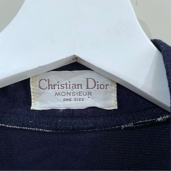 Christian Dior Monsieur Navy Robe One Size Kimono Style Loungewear Vintage - Picture 6 of 8